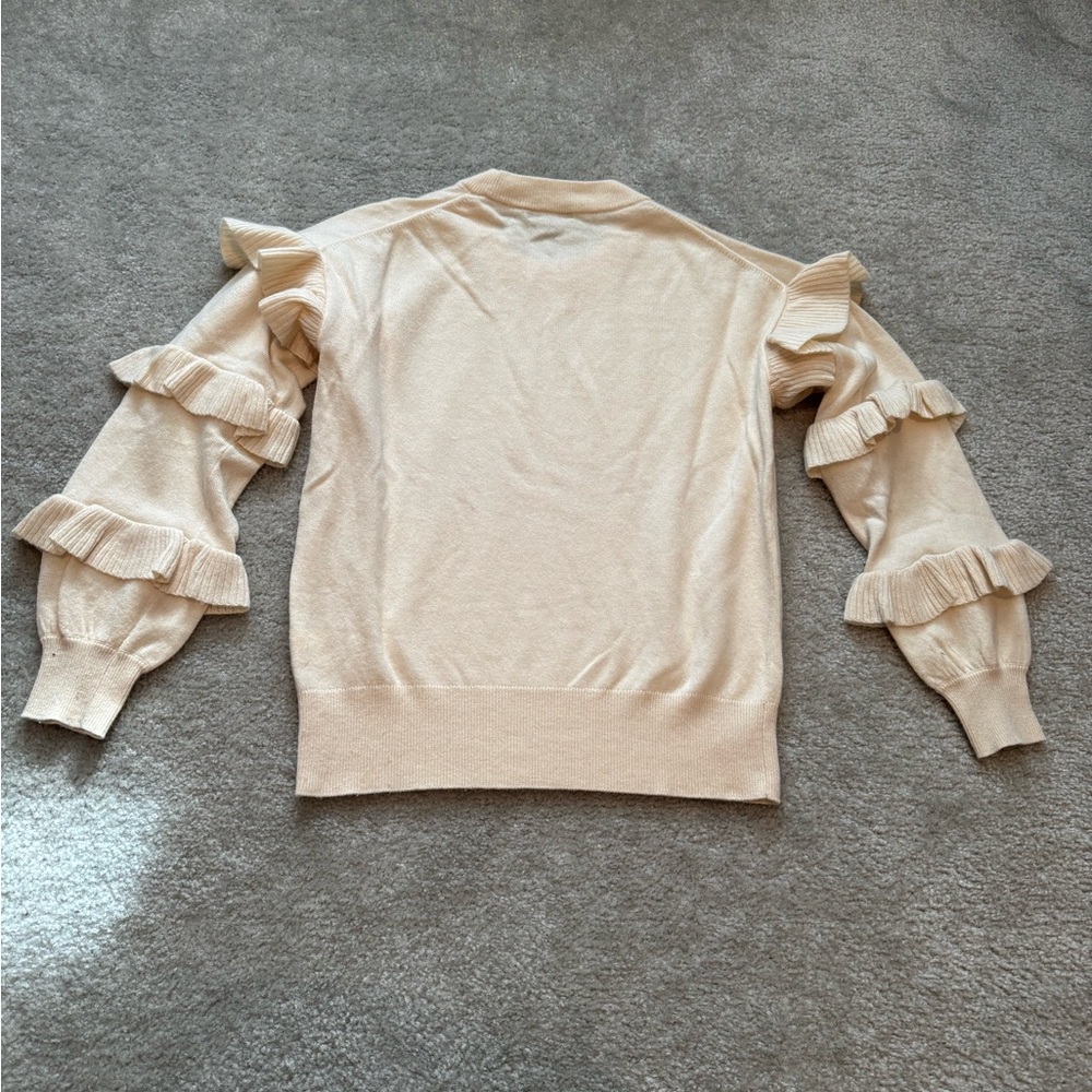 JCREW Ivory Ruffle Sleeve Sweater - Picture 2 of 7